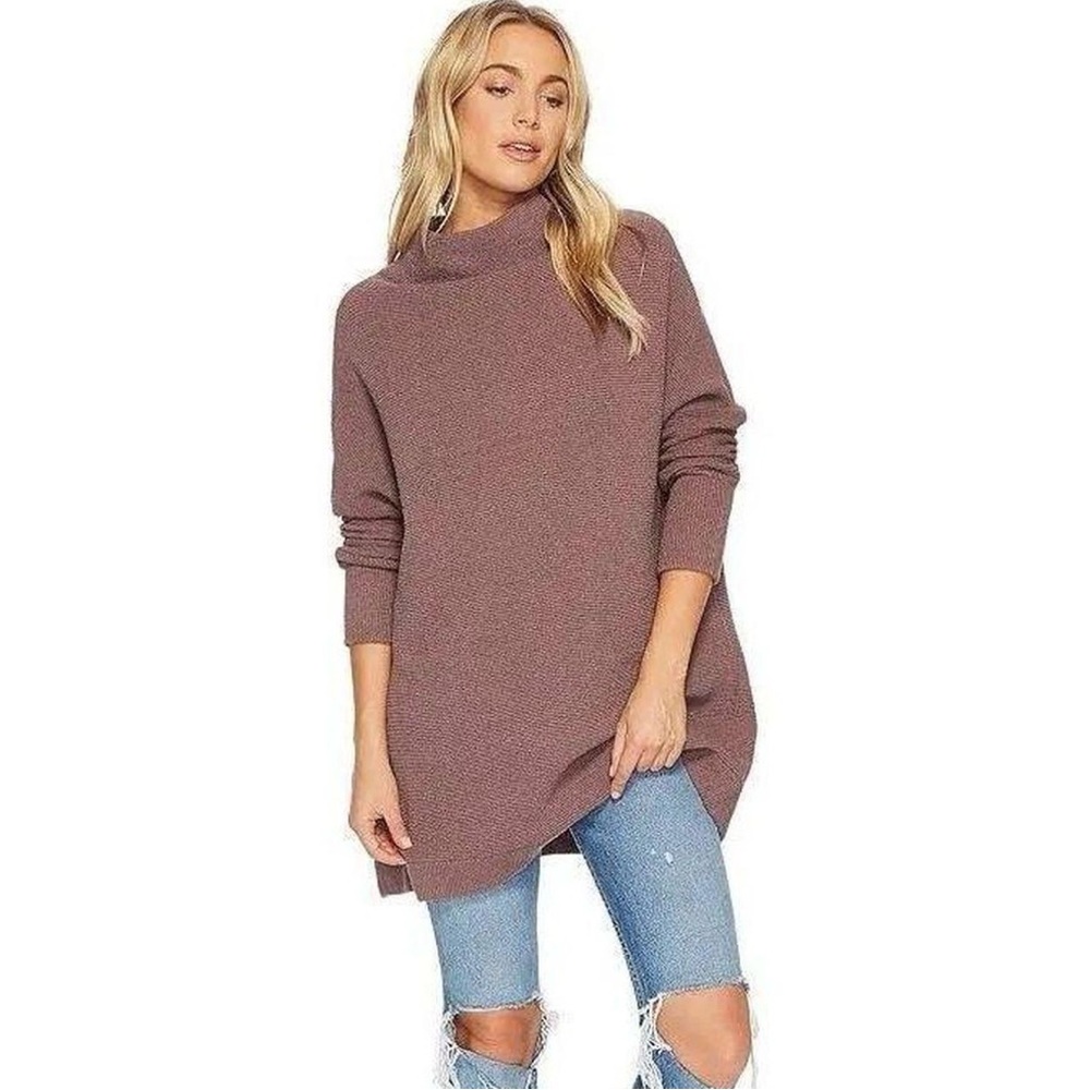 FREE PEOPLE Ottoman Slouchy Cowl Neck Tunic / Sweater Top in Nutmeg XS